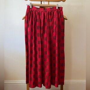 Vintage red silk skirt